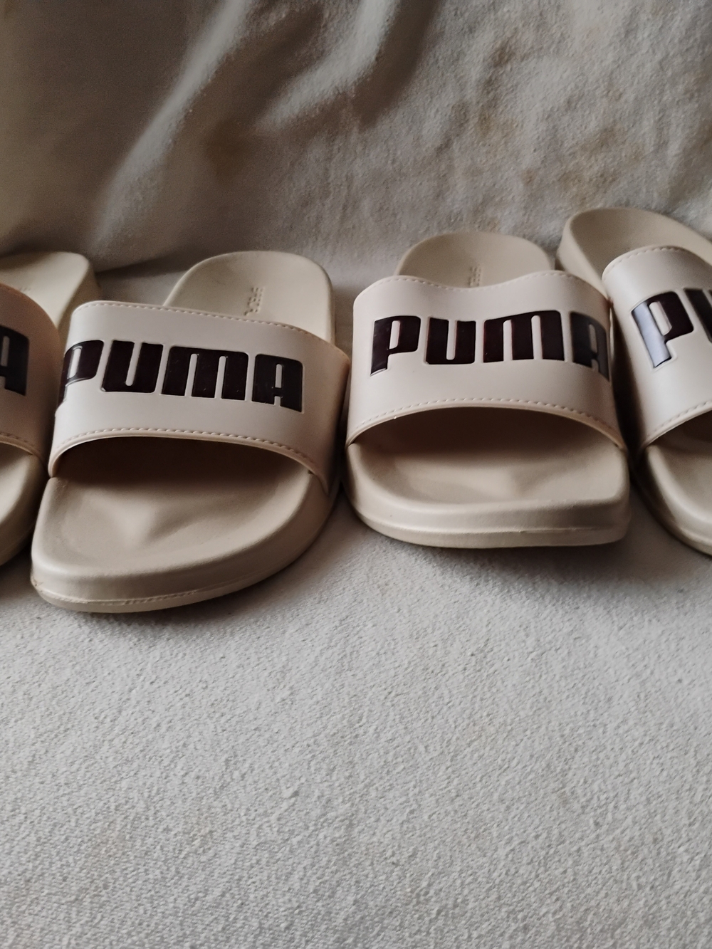 Unisex Adult Beige Logo Slide Sandals